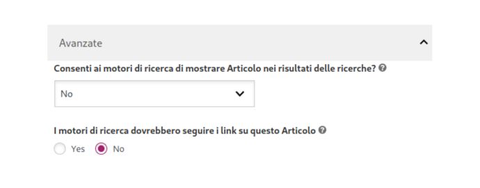 Impostazioni SEO