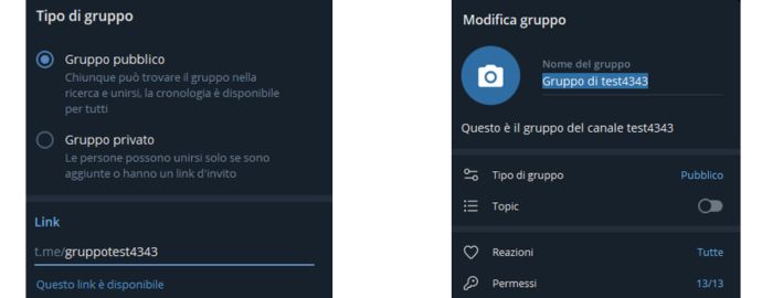 Gruppo pubblico Telegram