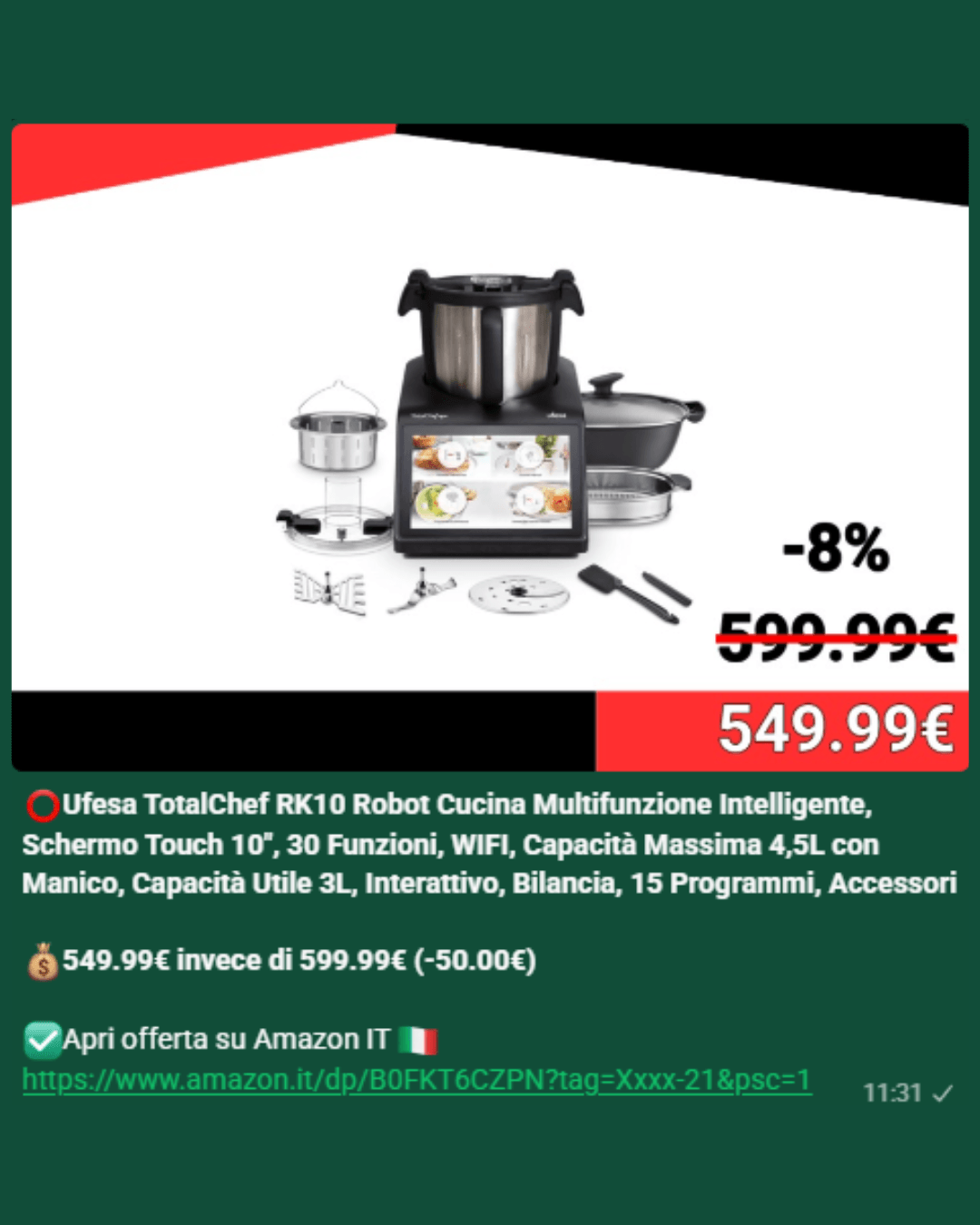 Post dell'offerta su WhatsApp